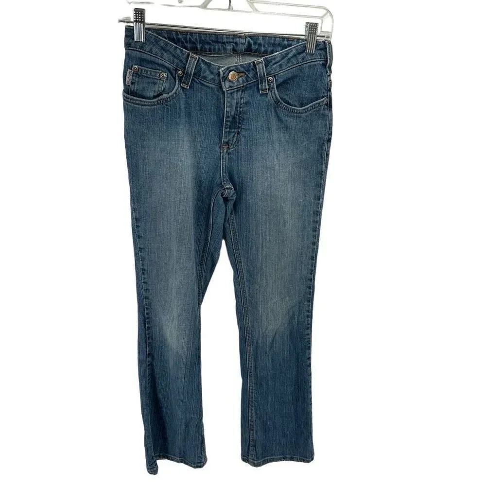 Carhartt Womens Straight Jeans Mid Rise 5 Pocket Denim Medium Wash Blue 28